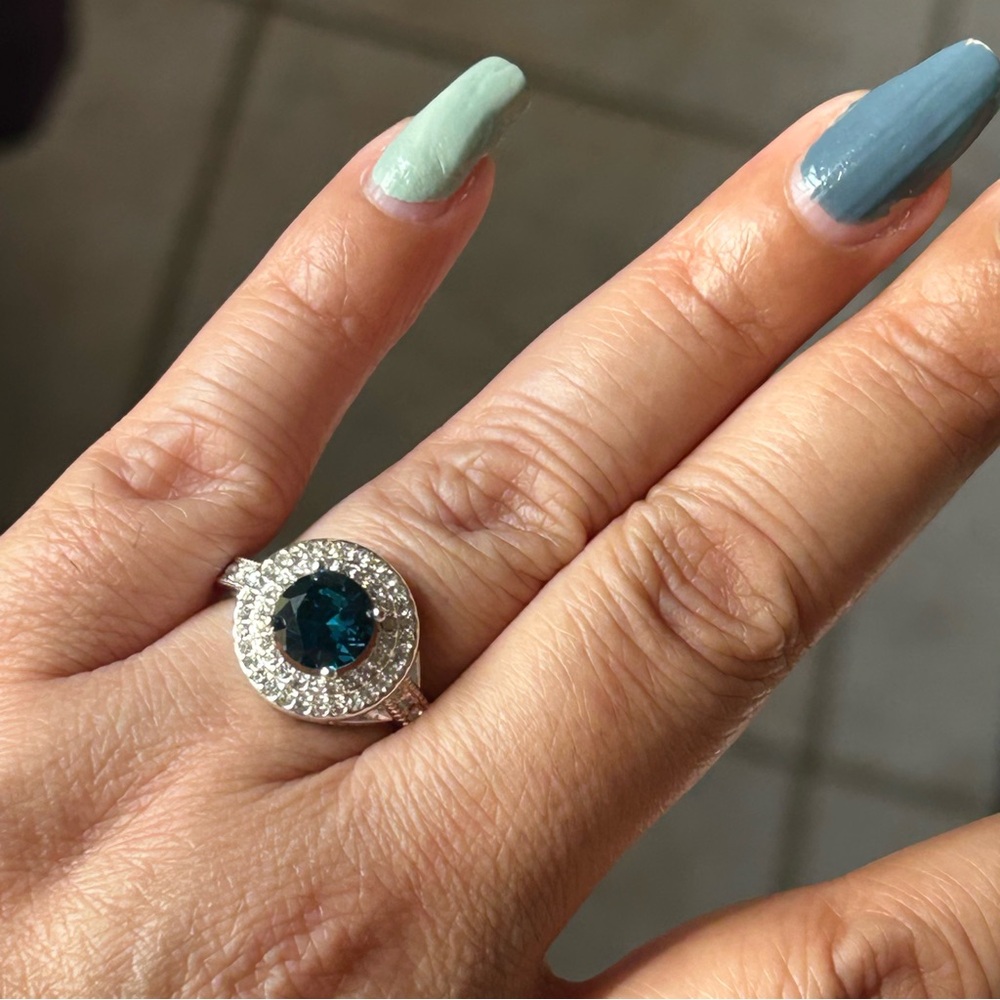 Charter Club Silver Ring with Deep Blue Gem - Picture 6 of 7